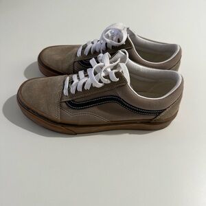 Vans Tan and White Old Skool Sneakers